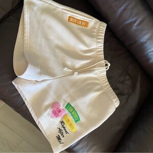 Women's Cream Graphic Shorts
